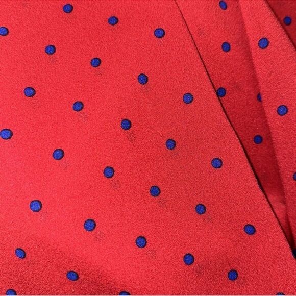 J.Crew M Red Blue Polka Yoke Button Front Long Sleeve Blouse - Picture 15 of 16